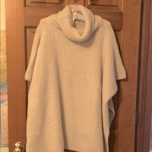 Cozy Oatmeal Turtleneck Poncho